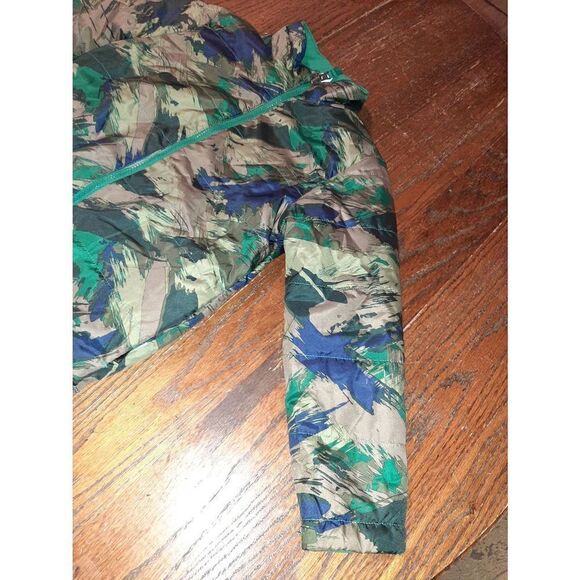 Boys Small Size 6/7 Green Black Brown Fleece Lined Front Zip Puffer Coat - Picture 3 of 5